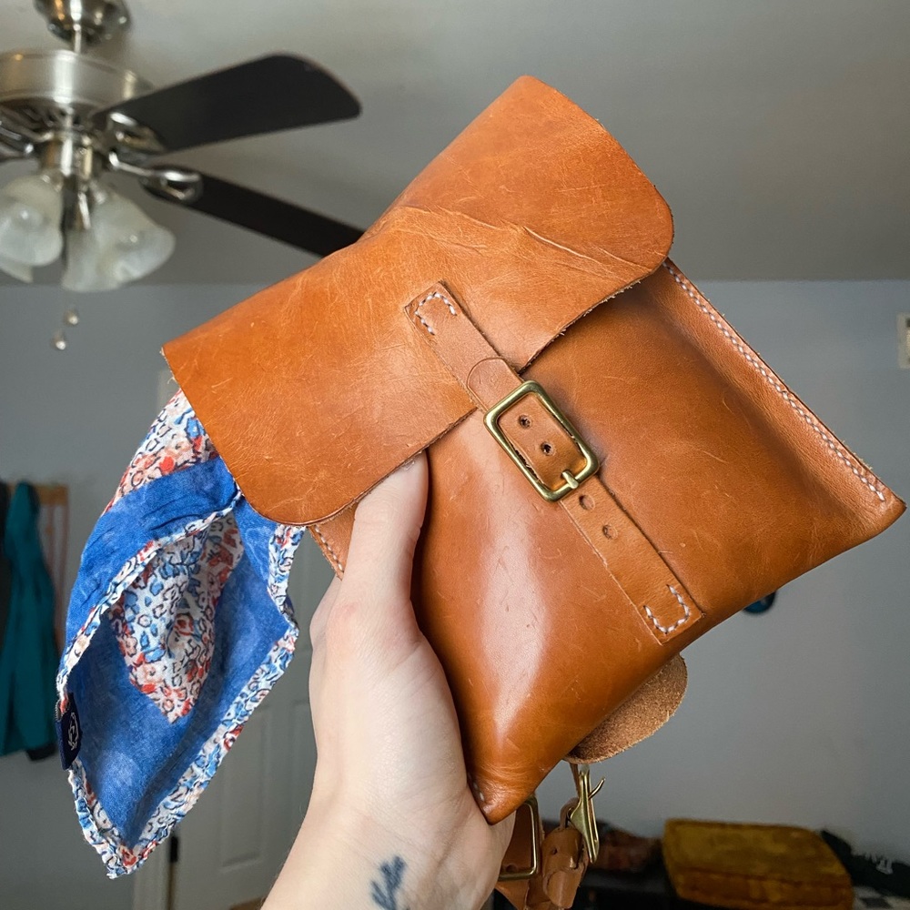 Hand-stitched Small Leather Bag